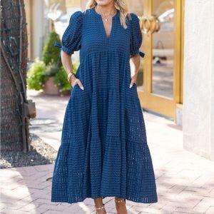 English Factory Lexi Puff Sleeve Tiered Midi Dress SZ S NWT